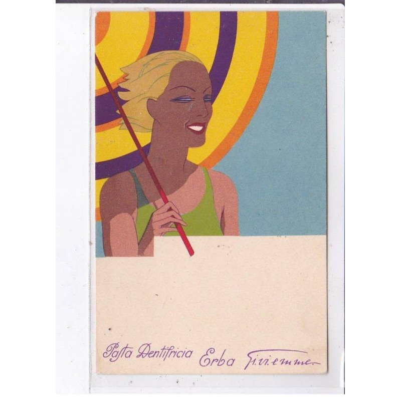 PUBLICITE : pasta dentifricia ERBA (illustrée par Brunetta) - état (adhérence au dos)