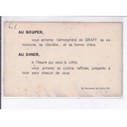 PUBLICITE : "allons souper à Montmartre chez GRAFF" illustrée par Bellenger - très bon état