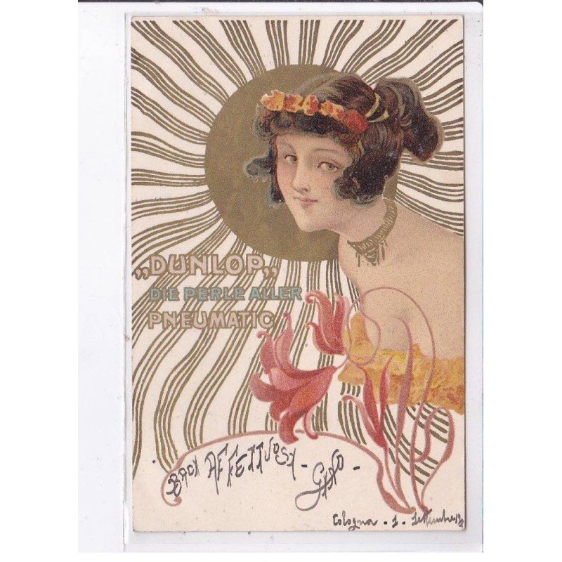 PUBLICITE : pneumatic DUNLOP (inspirée des" femmes au Soleil" de Raphaël KIRCHNER) - bon état