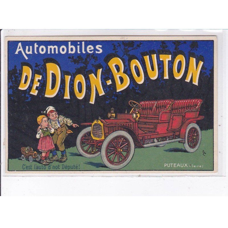 PUBLICITE : automobiles De Dion Bouton à Puteaux (illustée par Ogé) - très bon état