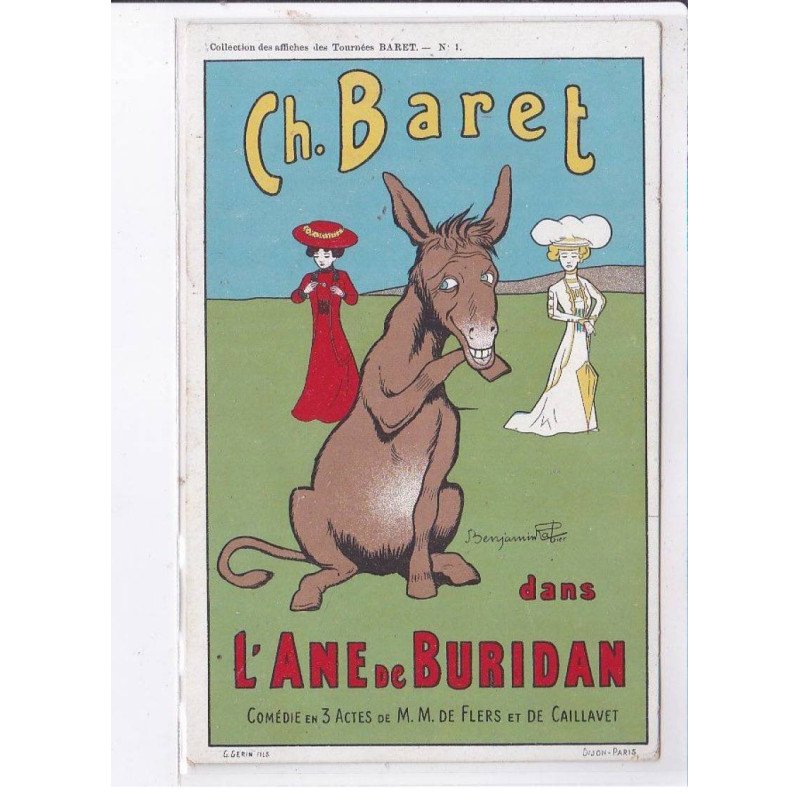 PUBLICITE : Benjamin RABIER - tournées BARET - l'Ane de Buridan, comédie - état