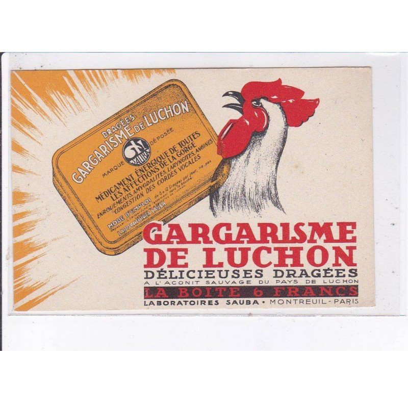 PUBLICITE : gargarisme de Luchon (boite de dragées) - très bon état