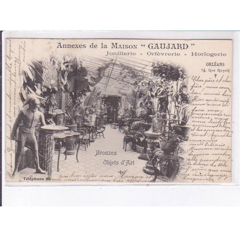 ORLEANS: annexes de la maison "gaujard" joaillerie, orfèvrerie, horlogerie, bronzes objet d'art - état
