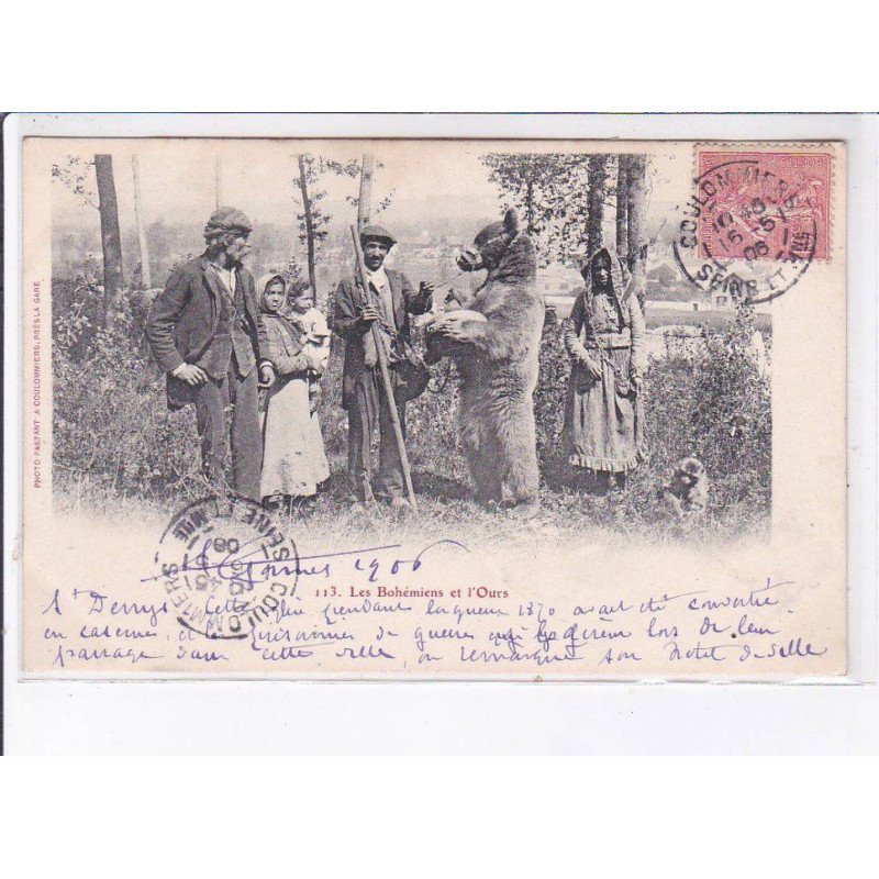 environs COULOMMIERS: montreur d'ours, les bohémiens et l'ours - très bon état