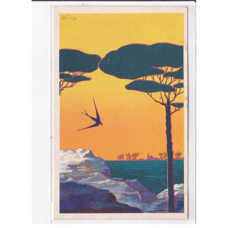 PUBLICITE : societa aerea Mediterranea - illustrée par Venturini - très bon état