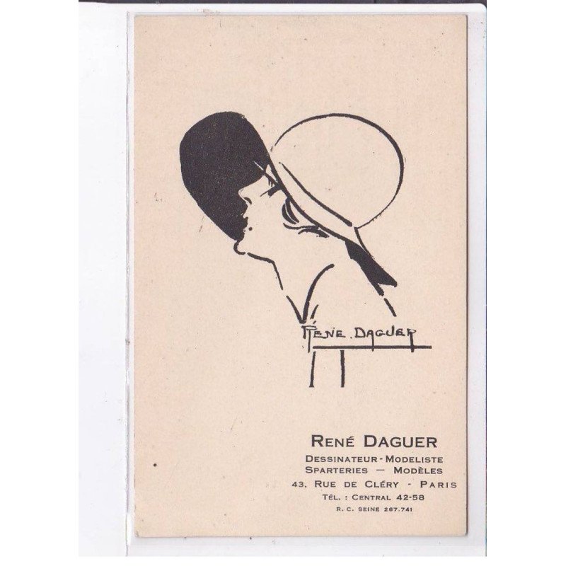 PUBLICITE : René DAGUER dessinateur - modeliste à Paris rue de Cléry - très bon état