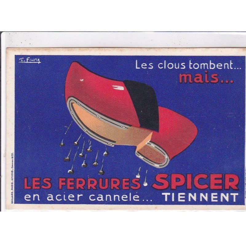 PUBLICITE : Les ferrures Spicer en acier cannelé (chaussures) - très bon état