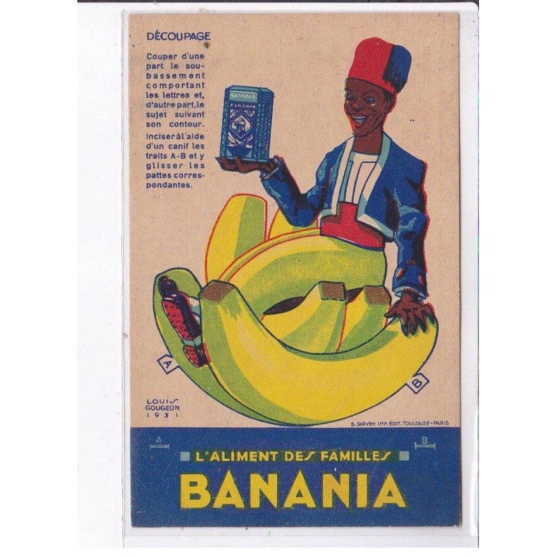 PUBLICITE : l'aliment des familles "BANANIA" illustrée par Louis Gougeon - très bon état