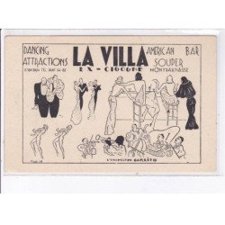 PUBLICITE : La Villa  (ex-cigogne)- dancing american bar à Montparnasse (Paris) - orchestre Carlito - très bon état