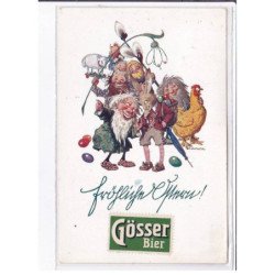 PUBLICITE : Bières GOSSER - illustrée par KUTZER (nains - gnomes - animaux) - très bon état