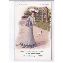 PUBLICITE : Les corset "a la Renommée" - La Parisienne au marché au parc Monceau - très bon état