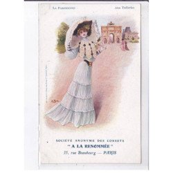 PUBLICITE : Les corset "a la Renommée" - La Parisienne aux Tuileries - très bon état