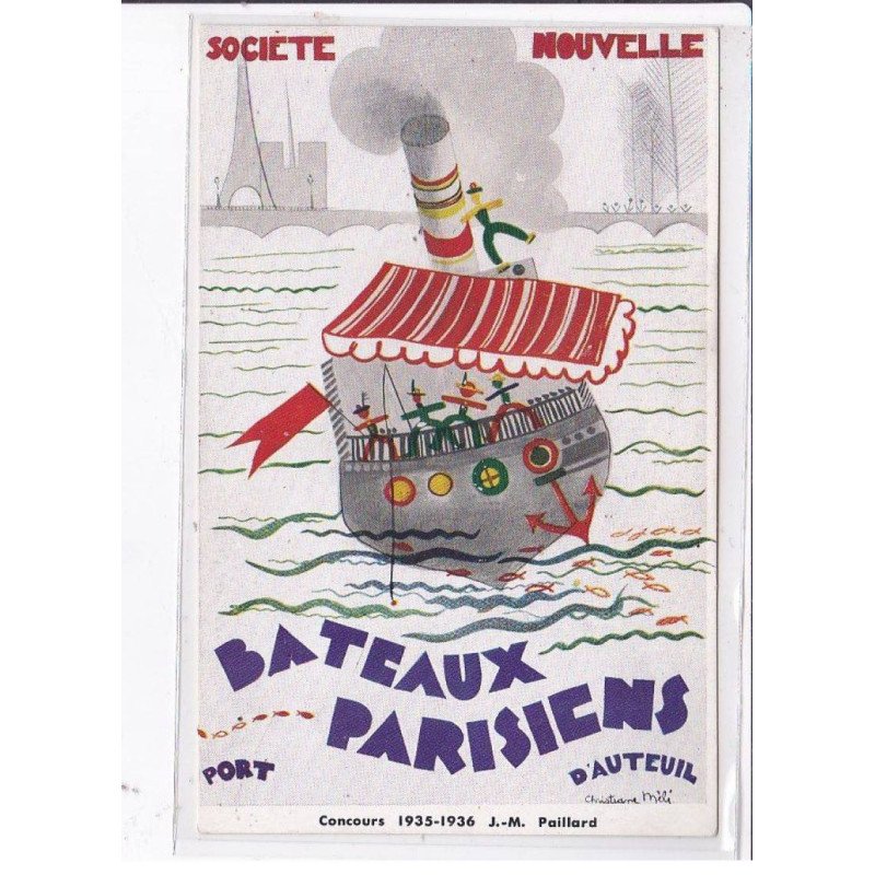 PUBLICITE : société nouvelle des bateaux parisiens (Paillard)- très bon état