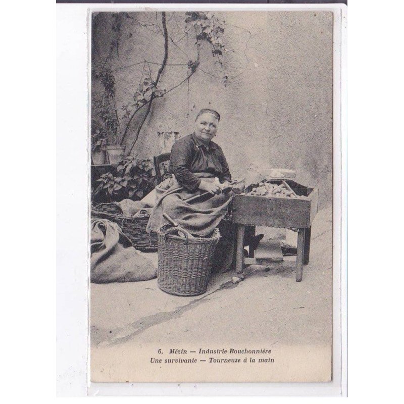 MEZIN: industrie bouchonnière, une survivante, tourneuse à la main, liège - très bon état MEZIN: industrie bouchonnière, une survivante, tourneuse à la main, liège - très bon état