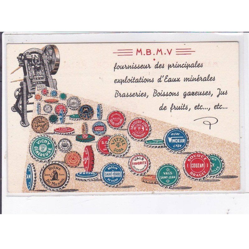 PUBLICITE : manufacture de bouchons métalliques (capsules - bière boissons - Vals les Bains) - très bon état