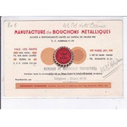 PUBLICITE : manufacture de bouchons métalliques (capsules - bière boissons - Vals les Bains) - très bon état