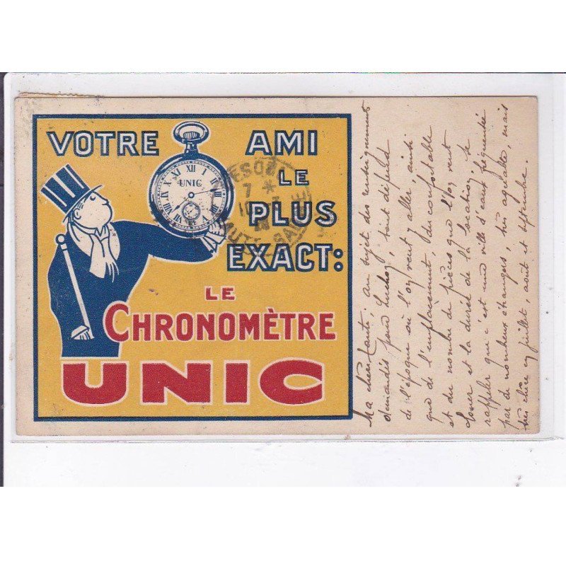 PUBLICITE : le chronometre UNIC (horlogerie - montre) - état