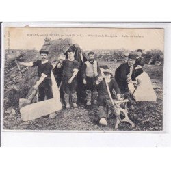 NOYANT-le-GRAVOYERE: ardoisières de misengrain, atelier de fendeurs - état