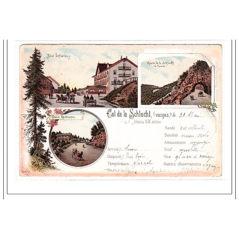 COL de la SCHLUCHT : hotel defranoux - route de la schlucht, chalet hartmann - tres bon état