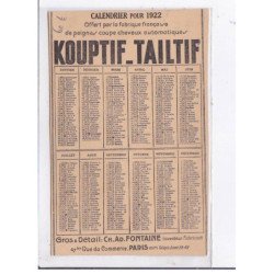 PUBLICITE : Kouptif et Tailtif - coupez vous-même vos cheveux - (calendrier format cpa) très bon état