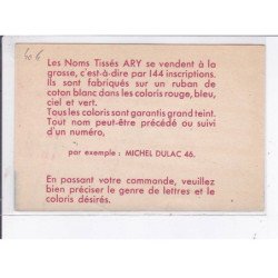 PUBLICITE : les noms tissés (parroquet)- très bon état