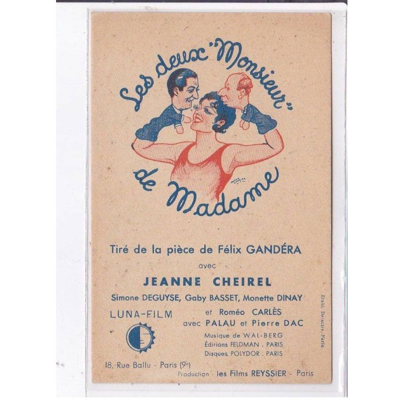 PUBLICITE : "Les deux "monsieur" de madame - film - cinema  - très bon état