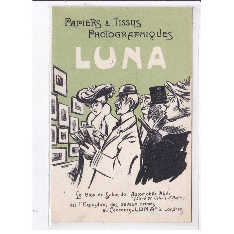 PUBLICITE : papiers et tissus photographiques LUNA - clou du salon de l'automobile Club - très bon état