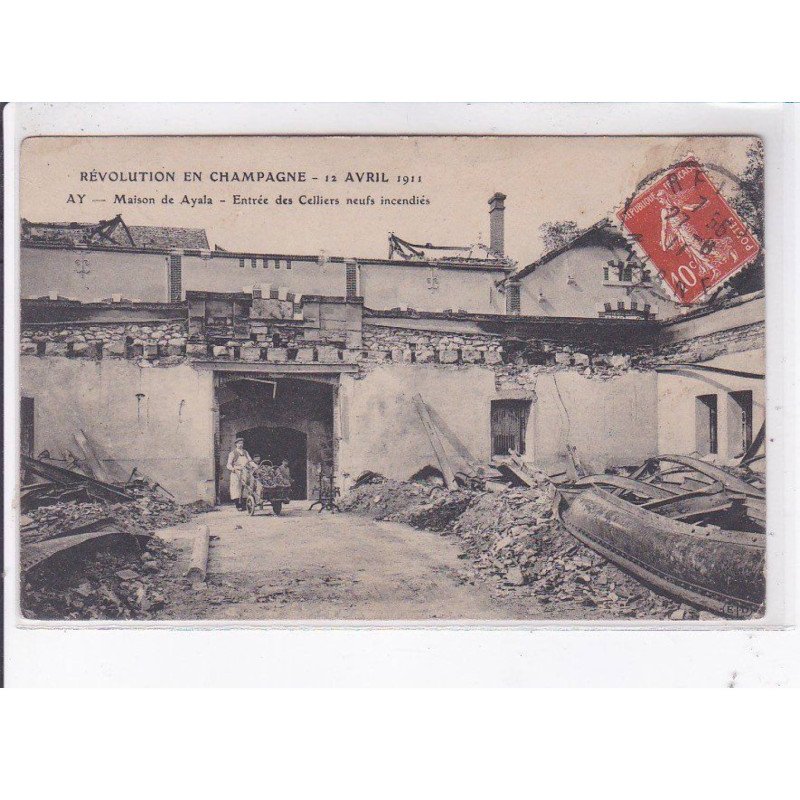 AY: maison ayala, entrée des celliers neufs incendiés, 1911 - très bon état