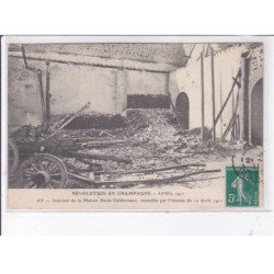 AY: avril 1911, intérieur de la maison deutz geldermann, incendiée par l'émeute - très bon état