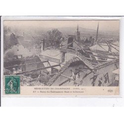 AY: ruines des établissements deutz et geldermann, révolution en champagne 1911 - état