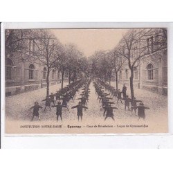 EPERNAY: cour de récréation, leçon de gymnastique, institution notre-dame - très bon état