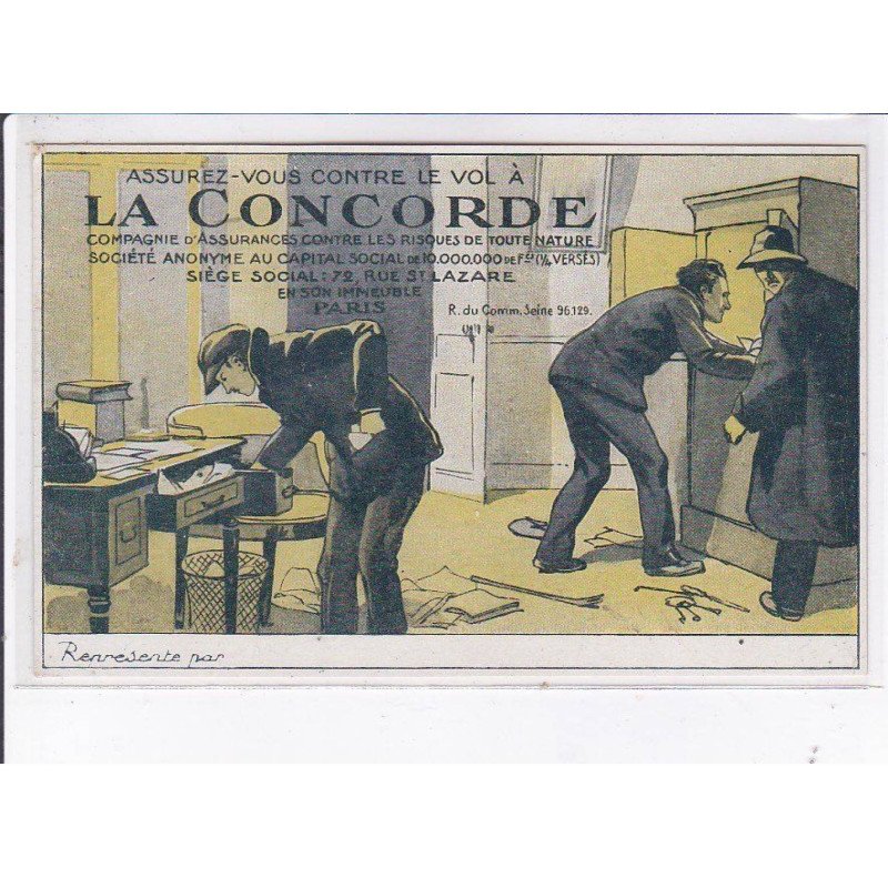 PUBLICITE : "assurez-vous contre le vol à La Concorde" - très bon état