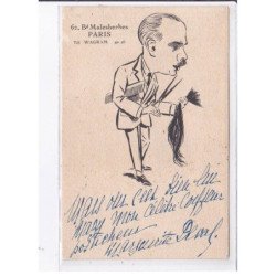 PUBLICITE : caricature - salon de coiffure MAZY au 62 boulevard Malesherbes - état