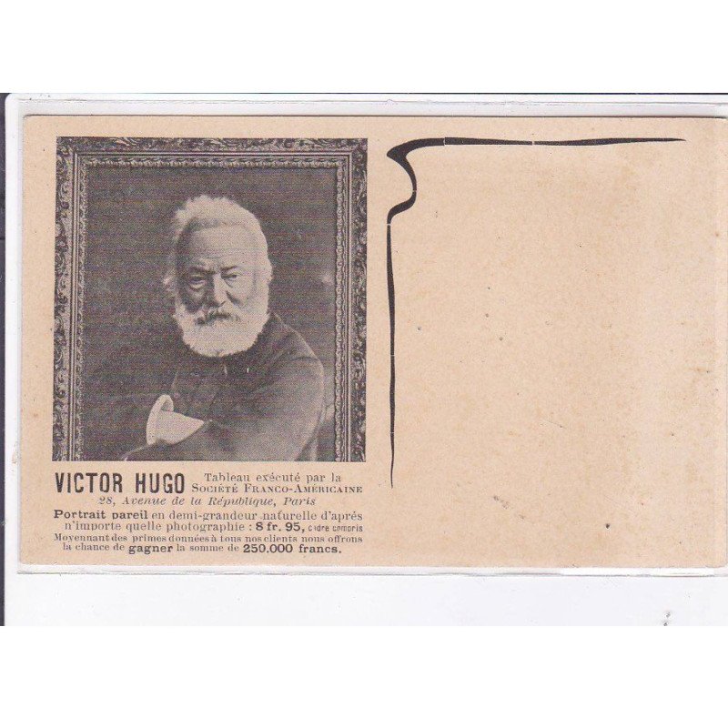 PUBLICITE : peintre (tableau de Victor Hugo - société franco-américaine) - très bon état