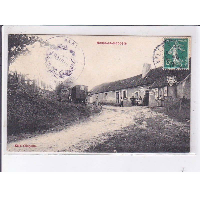 NESLE-la-REPOSTE: Assier(?), épicier, tabac, chocolat meunier, scène de village - très bon état NESLE-la-REPOSTE: Assier(?), épicier, tabac, chocolat meunier, scène de village - très bon état