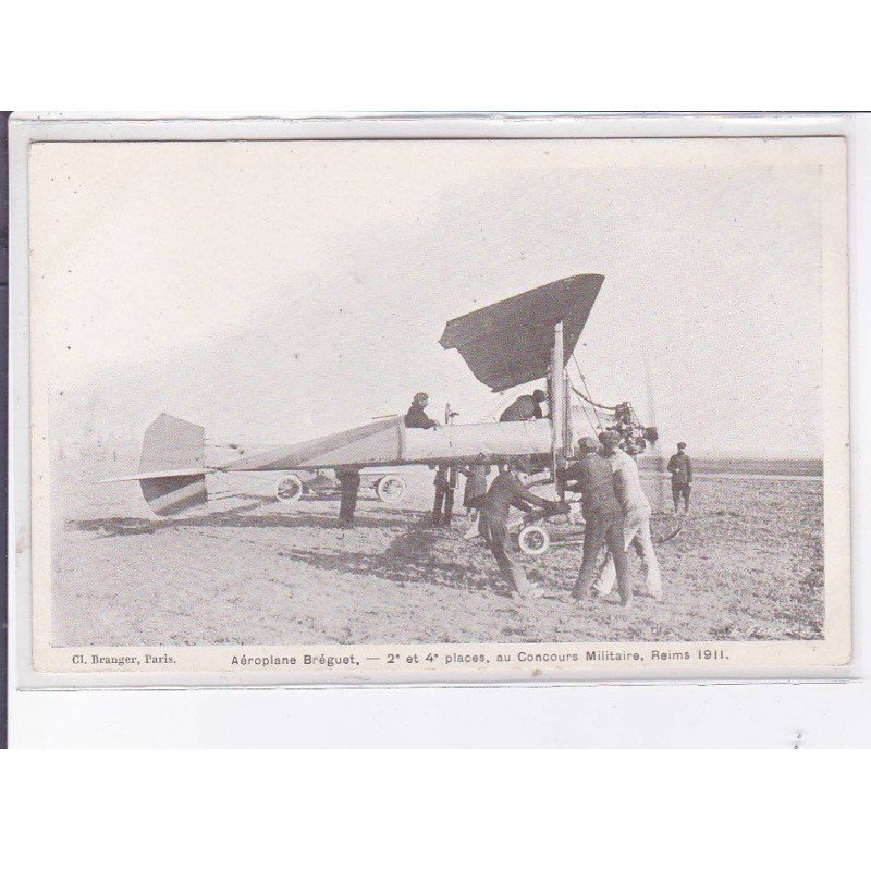 REIMS: aéroplane bréguet 2e et 4e places au concours militaire, 1911, aviation - très bon état