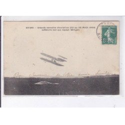 REIMS: grande semaine d'aviation 1909, Lefebvre sur son biplan wright - très bon état