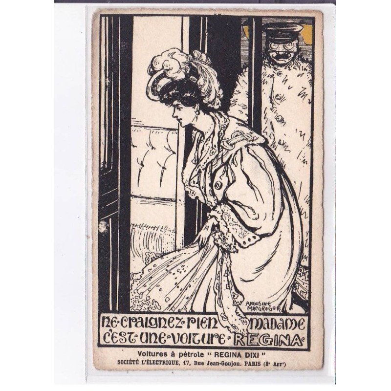 PUBLICITE : la voiture REGINA (voiture à pétrole "Regina Dixit" (illustrée par Mac Gregor - automobile) - très bon état