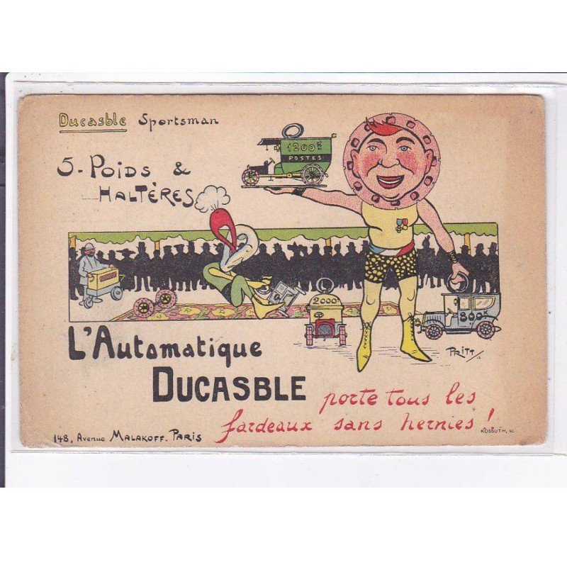 PUBLICITE : l'Automatique Ducasble (orgue de barbarie - poste - illustrée par Pritt) - état