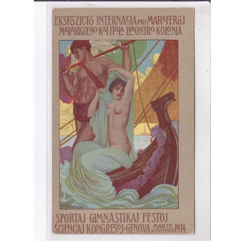 PUBLICITE : Exposition internationale d'Hygiene à Gênes en 1914 (illustrée par Faini) - état
