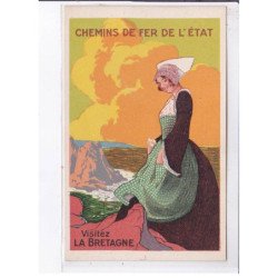 PUBLICITE : Chemin de fer de l'Etat - "visitez la Bretagne" - très bon état