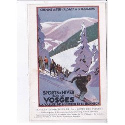 PUBLICITE : chemin de fer d'Alsace et de Lorraine - sports d'hiver dans les Vosges - illustrée par Roger Broders - TBE