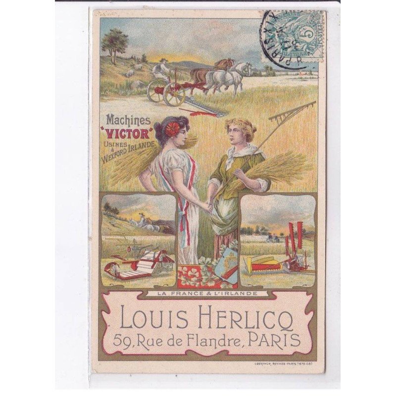 PUBLICITE : machines Victor - Louis Herlicq à paris au 59 rue de frandre - très bon état