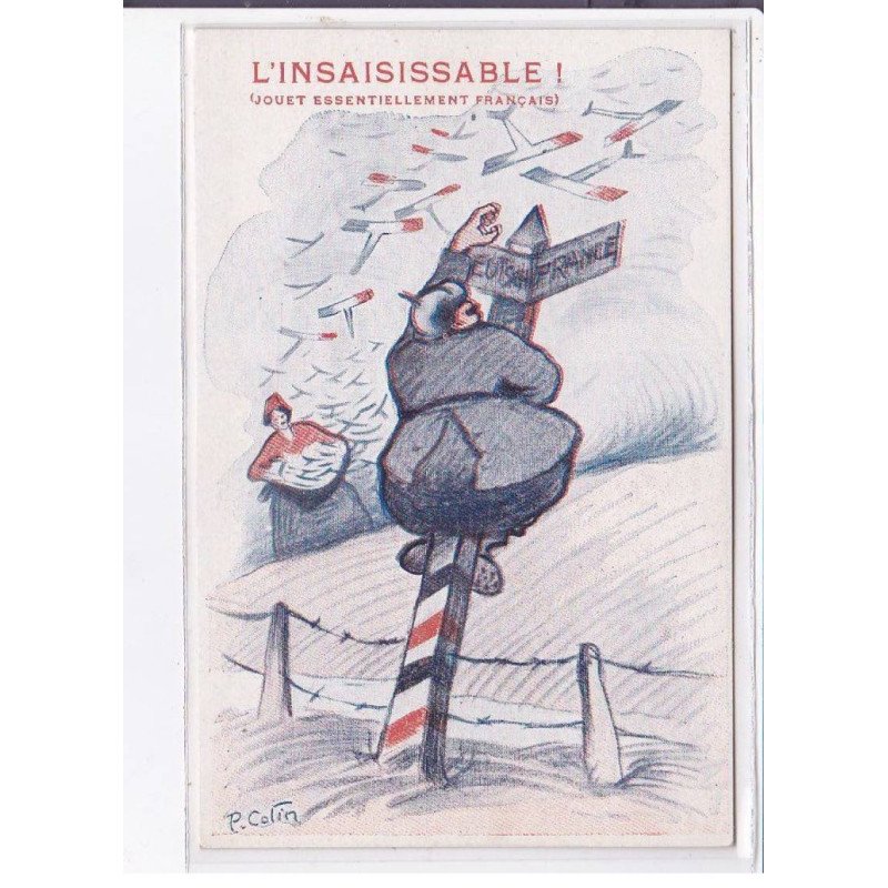 PUBLICITE : jouet essentiellement français "l'Insaisissable" - illustrée par Paul Colin ? (militaire) - très bon état