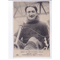 MARNE: circuit de l'est d'aviation 1910, organisé par "le matin" Legagneux sur biplan farman - très bon état