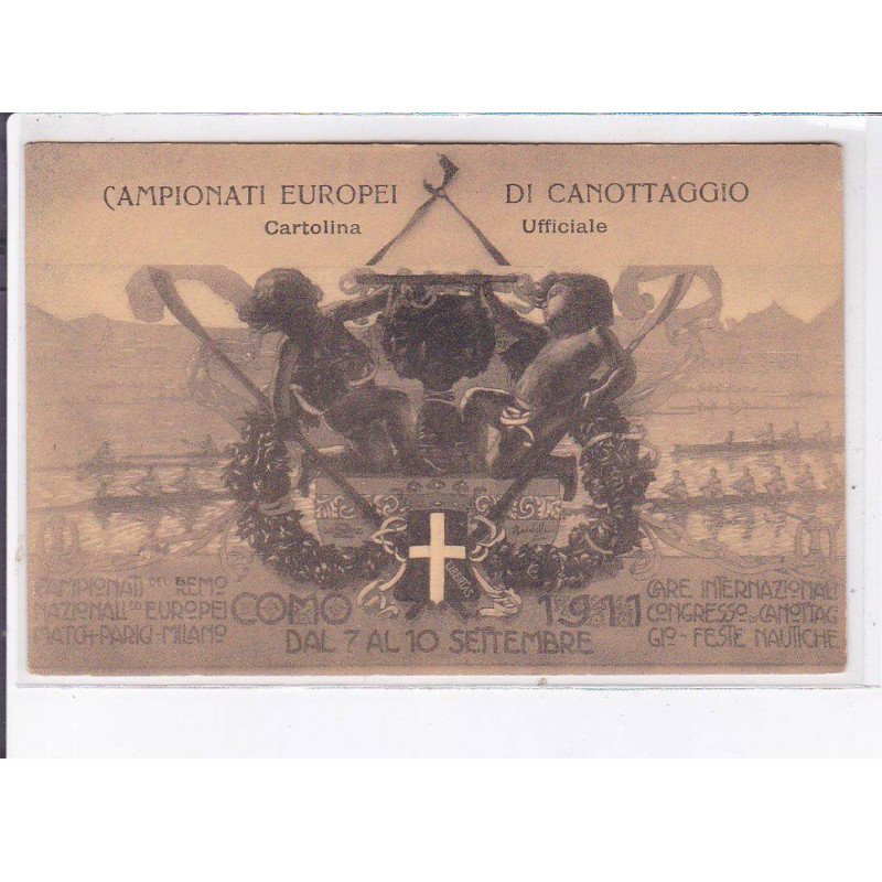 PUBLICITE : Campionati Europei di Canottaggio COMO 1911 (illustrée par Zambelli) - très bon état