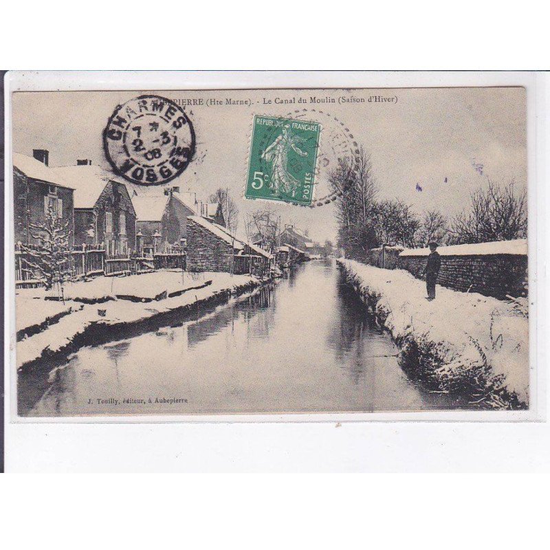 AUBEPIERRE: le canal du moulin, saison d'hiver - très bon état
