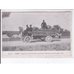 LANGRES: camion "ariès" chargé du ravitaillement aux grandes manoeuvres 1906 - très bon état