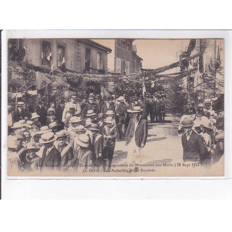 BELMONT: inauguration du monument aux morts 1921 défilé autorités et des sociétés - très bon état