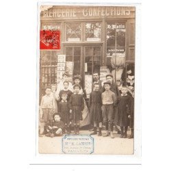 PARIS 13 : carte photo de la mercerie- papeterie CAMION (101 avenue de Choisy) -  bon état (coin supérieur gauche abimé)